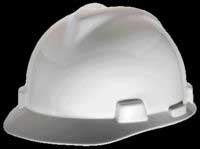 MSA White V-Gard® Polyethylene Standard Slotted Cap Style Hard Hat With Staz On® 4 Point Pinlock Suspension