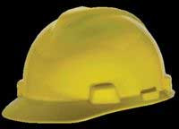 MSA White V-Gard® Polyethylene Standard Slotted Cap Style Hard Hat With Staz On® 4 Point Pinlock Suspension