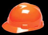 MSA White V-Gard® Polyethylene Standard Slotted Cap Style Hard Hat With Staz On® 4 Point Pinlock Suspension